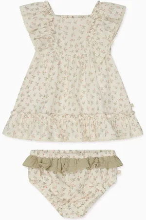 Mori Green Floral 100% Organic Cotton Muslin Dress Set6874 cm