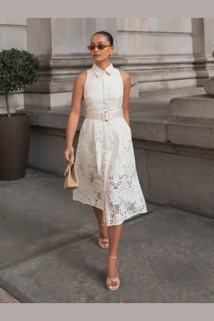 Lipsy London Premium Lace Belted Sleeveless Shirt Dress42
