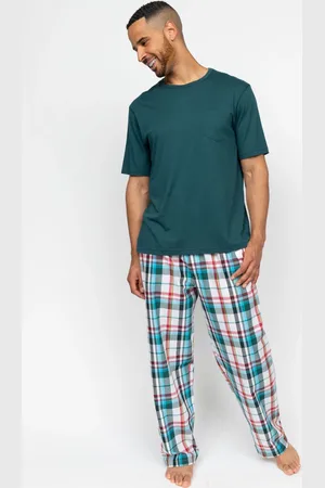 Cyberjammies Check Pyjama Bottoms and Solid Jersey T-ShirtL