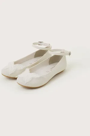 Monsoon Lace Butterfly Glitter Ballet Flatsuk9eu265