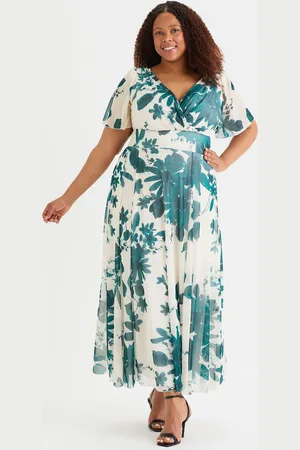 Scarlett & Jo Isabelle Winter Print Float Sleeve Maxi Dress48