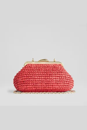 LK Bennett Small Alexa Red Paper Oloid Clasp Frame Clutch BagJeden