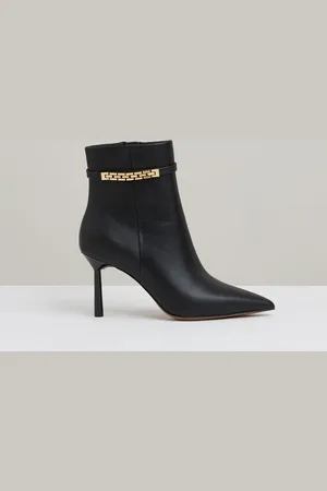 Reiss Emily Leather Chain Embellished Ankle BootsEU 40 (UK 7)