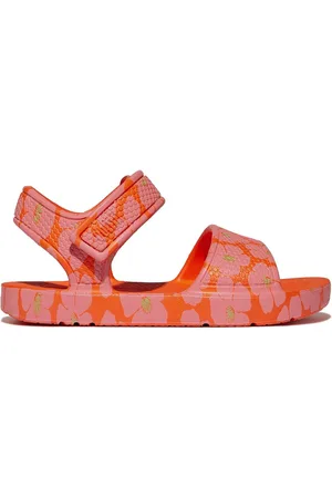 FitFlop Kids Toddler Orange iQushion Poppy Print Sandalseu265uk9
