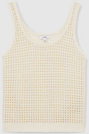 Reiss Claudia Linen Open-Knit VestM