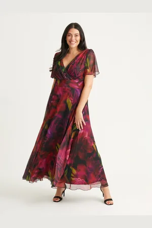 Scarlett & Jo Isabelle Winter Print Float Sleeve Maxi Dress50