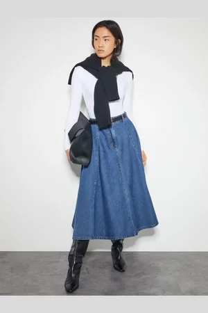 Monsoon Sara Denim A-Line Midi 100% Cotton Skirt38
