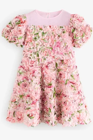 Ted Baker Pink All Over 3D Floral Print Textured Dress122128 cm