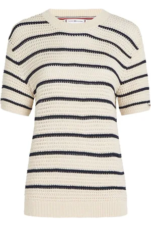 Tommy Hilfiger Pointelle Crochet Crew Neck Short Sleeve JumperL