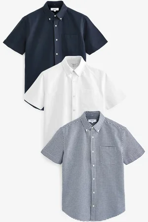 Next 100% Cotton Short Sleeve Oxford Shirt 3 PackXXL