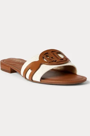 Ralph Lauren Alegra Two Tone Leather Tan Brown Sandals SlidersEU 36 (UK 3)