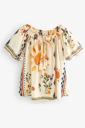 Next Short Sleeve Tie Neck Bardot TopEU 50 (UK 22)