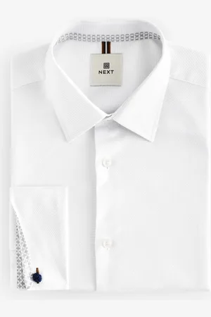 Next Long Sleeve Double Cuff 100% Cotton Shirt39cm R (UK 15.5 R)