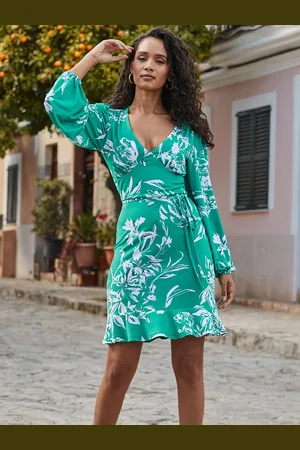 Sosandar Floral Print Wrap Front Dress48