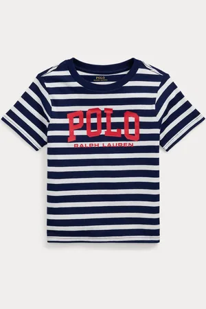 Ralph Lauren Boys Logo Striped 100% Cotton Jersey Blue/White T-Shirt6 lat (116 cm)