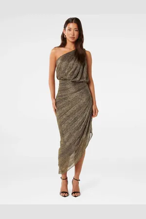 Forever New Cassidy One Shoulder Plisse Midi Dress44