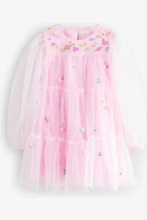 Next Long Sleeve Mesh Party Dress (3-16yrs)9 lat (134 cm)