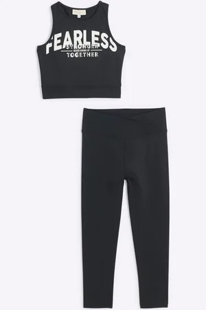 River Island Girls Active 100% Cotton Crop Top and Leggings Set11
