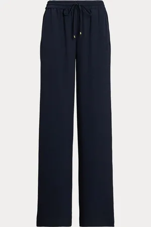 Ralph Lauren Ziakash Side-Stripe Georgette Wide-Leg TrousersXL