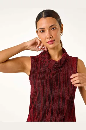 Roman Shimmer Line Cowl Neck Tunic Top48