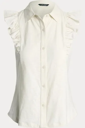 Ralph Lauren Cream Baleigh Button Up Ruffle ShirtsM
