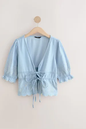 Next 100% Cotton Tie Front Lightweight Denim Top34