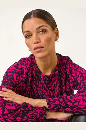 Roman Abstract Printed Shirred Tunic Top38