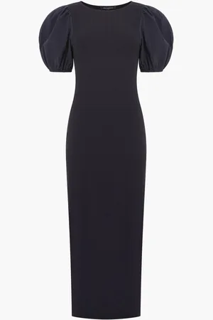 French Connection Sasia Rib Puff Midi DressM