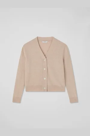 LK Bennett Mara Oatmeal Wool Blend V-Neck CardiganM
