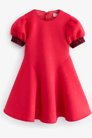 Ted Baker Sukienka z tkaniny scuba z wytłoczonym wzorem i siateczkowym wykończeniem, w kolorze czerwonym4 lat (104 cm)