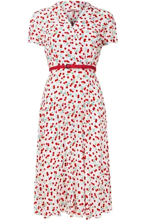 Joe Browns Cherry Print Tie Waist Midi Dress44petite