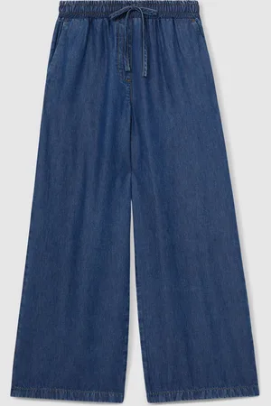 Reiss Parker Wide-Leg Chambray Drawstring Trousers38