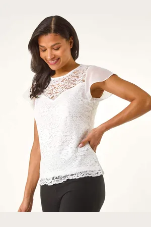 Roman Chiffon Sleeve Floral Print Lace Blouse48