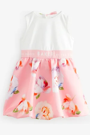Ted Baker Peach Pink Bubble Hem Floral Dress98104 cm