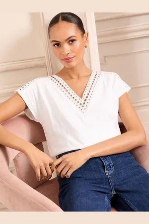 Love & Roses Lace V-Neck 100% Cotton T-Shirt44