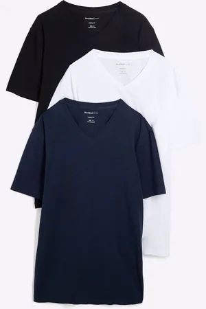River Island Zestaw 3 koszulek o kroju podkreślającym sylwetkę z dekoltem w szpicX-Large