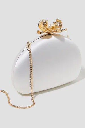 Monsoon Sara Satin Flower Clip Clutch BagJeden
