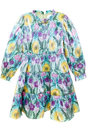 NICOLE MILLER Green Tiered Lace Trim Dress5 lat (110 cm)