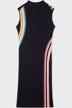 Paul Smith Blue Knitted Ribbed Swirl DressL