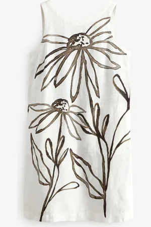 Next Linen Scoop Back Mini Shift Dress50