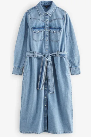 Next Western Midi 100% Cotton Denim Shirt Dress40