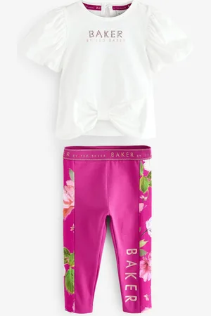Ted Baker Pink 2 Piece T-Shirt and Floral Print Leggings Set104110 cm