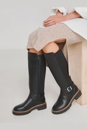 JD Williams Knee High Elasticated Boots With Buckle Detail In Extra Wide FitEU 38 (UK 5)