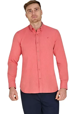 Raging Bull Pink Classic Long Sleeve Linen Shirt2X-L