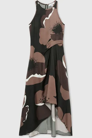 Reiss Michalie Satin Floral Tuck Midi Dress34