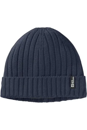 Jack Wolfskin Granatowa czapka z prążkowanej dzianiny Jeden