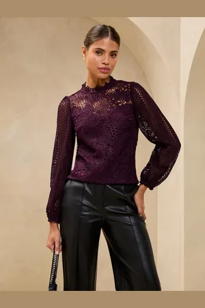 Lipsy London Lace High Neck Blouson Blouse40
