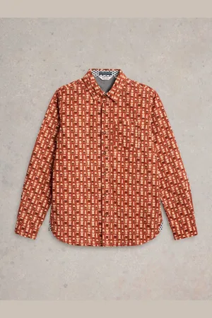 White Stuff Espresso Printed 100% Cotton ShirtXXL