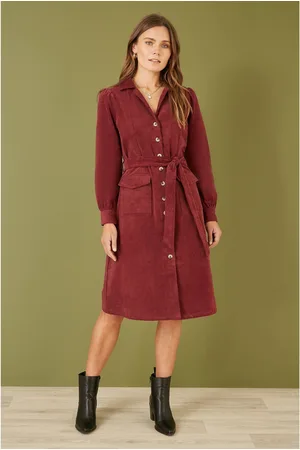 Yumi Cord Midi Shirt Dress44