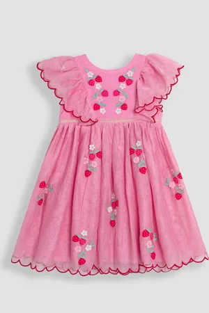 JoJo Maman Bébé Scallop Sleeve Embroidered Tulle Party Dress7480 cm